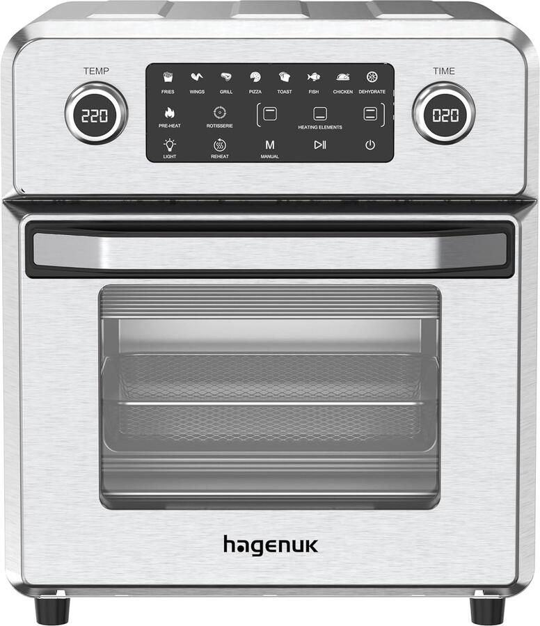 Heteluchtoven Airfryer Oven Vetarm Koken 10 Smart Programma's 14 Liter Roestvrij Staal