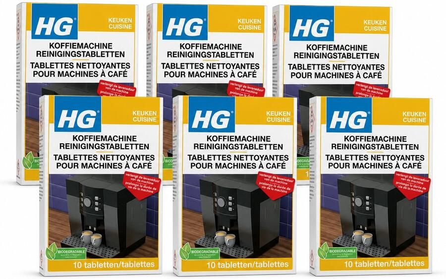HG koffiemachine reinigingstabletten (10 tabletten) 6 stuks