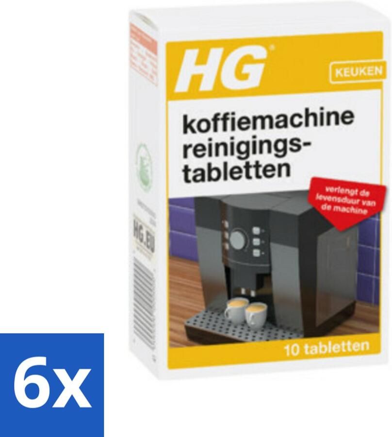6 x HG Koffiemachine Reinigingstabletten Verlengt Levensduur Machine 10 Tabletten Koffiemachine Reiniging Ontkalken Koffiemachine Koffievet Verwijderen Koffiemachine Onderhoud Koffiemachine Schoonmaken