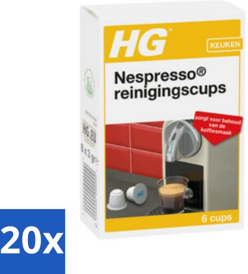 HG Nespresso Reinigingscups Verwijdert Grondig Vet & Aanslag 6 Reinigingscups Bulkverpakking 20 stuks