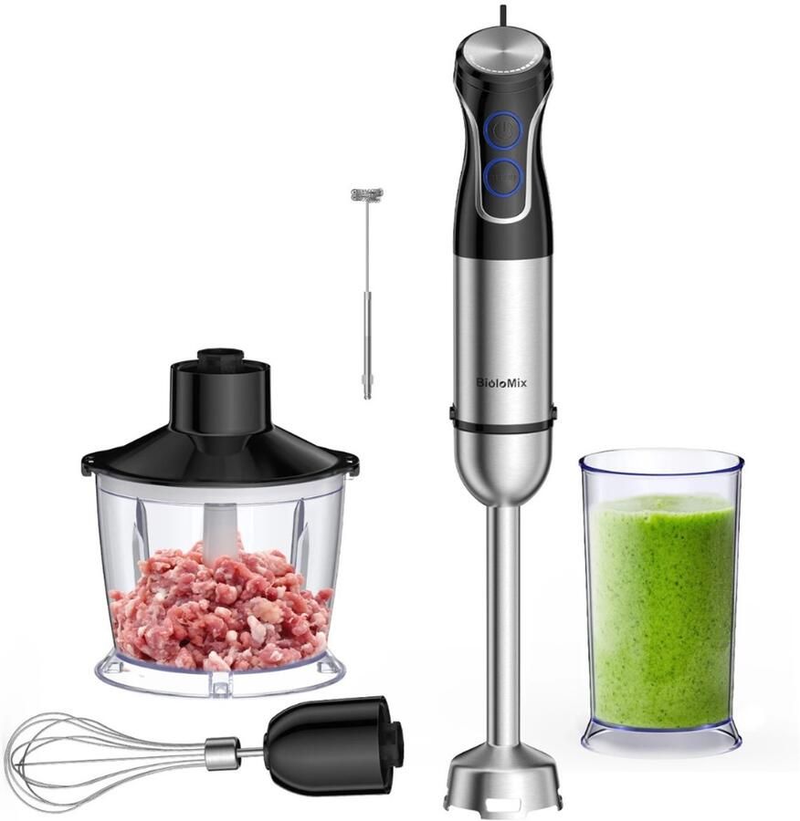 HHHK Staafmixer 5 in 1 Staafmixer Set- Staafmixer met Hakmolen 1500W Mixer Set Melkopschuimer Vaatwasserbestendig