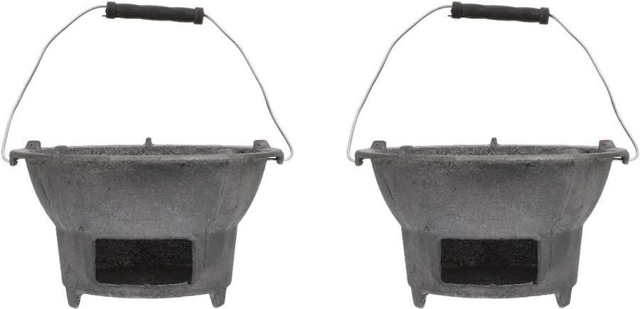 Hibachi Grill Barbecue Stove Outdoor Koken Gietijzer Materiaal 21 cm Zilver