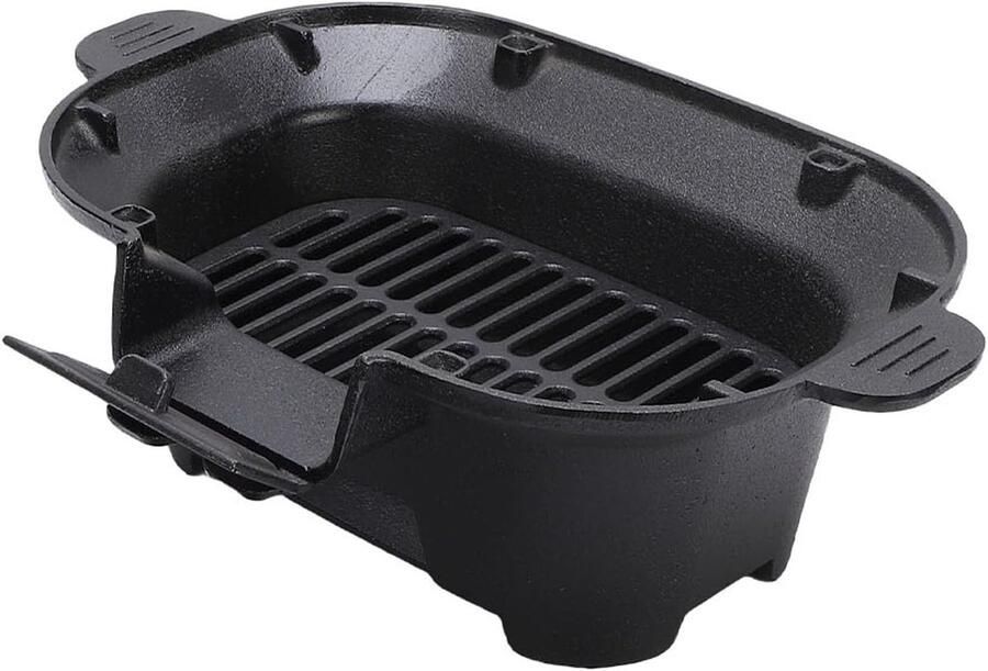 Hibachi Grill Gietijzer Draagbare BBQ Buiten Koken Gelijkmatige Warmte 42 x 31 x 21 cm Zwart