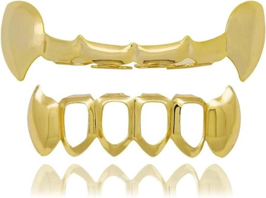 Hip Hop Grills Set met 2 Silicone Moulding Frames voor Muziekfestivals en Feestjes Gouden Tanden Decoratie voor Rappers en Hip Hop Fans