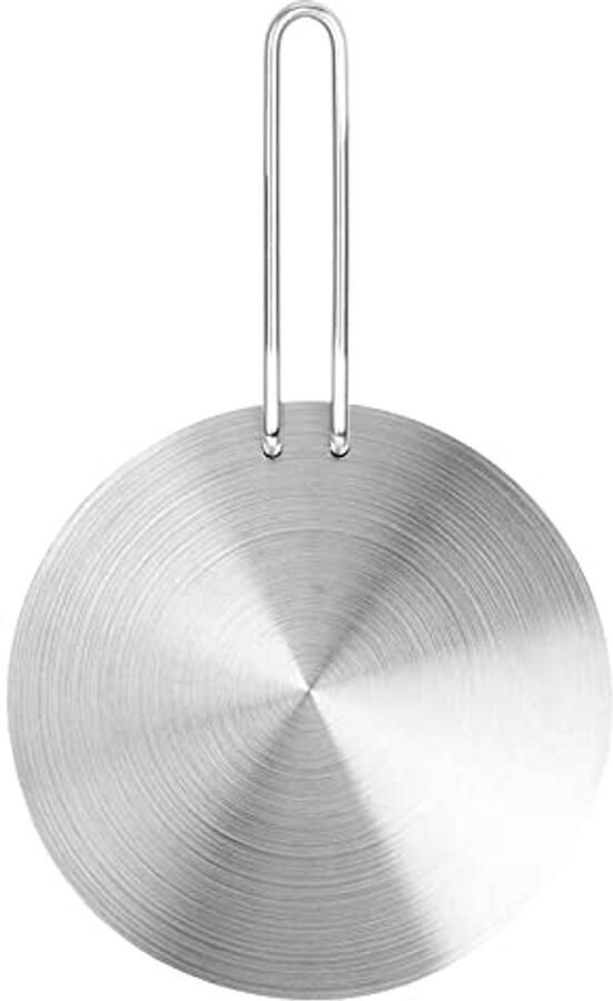 Hitte Diffuser Plaat Adapter Converter Gelijkmatig Koken Met Handvat 22cm Zilver