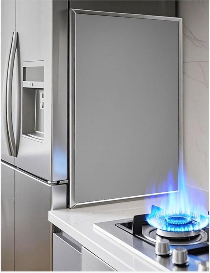 Hittebescherming Paneel Spatlap Keuken Koken Beschermen Roestvrij Staal 234 x 78 cm Zilver