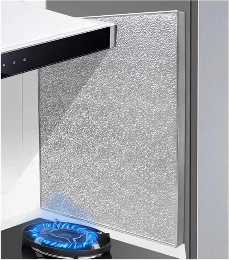 Hitteschildmat Keuken Beschermplaat Gasfornuis Kookveiligheid Verbeteren Hittebestendig Aluminium 20-120 cm Lengte Zilver