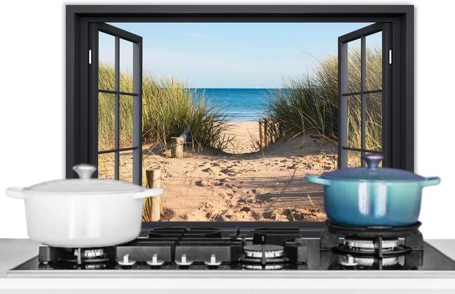 Hittebestendig Keukenscherm 70x50 cm Achterwand Beschermer voor Fornuis met Strandthema