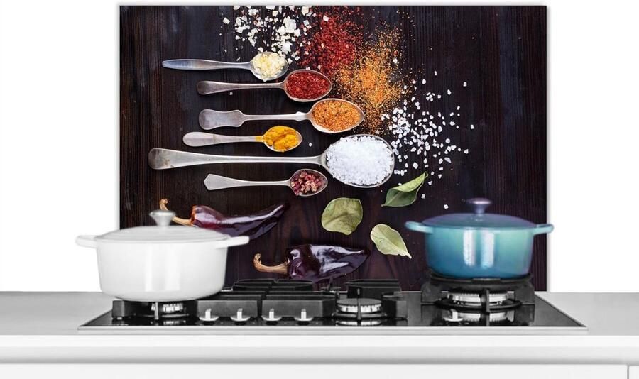 Hittebestendig Keukenscherm 80x55cm voor Achterwand Fornuis Kruiden & Servies Design