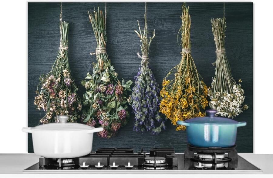 Hittebestendig Spatscherm Keuken 100x65cm Achterwand voor Fornuis met Droogbloemen & Boeket Design