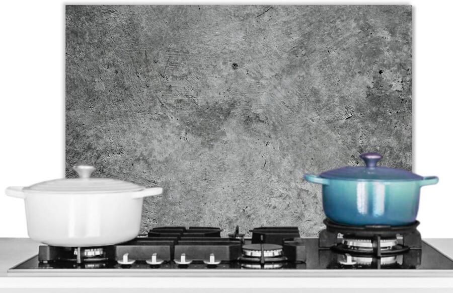 Hittebestendig Spatscherm Keuken 60x40 cm voor Achter Hoge Kookplaat Betonstructuur Grijs
