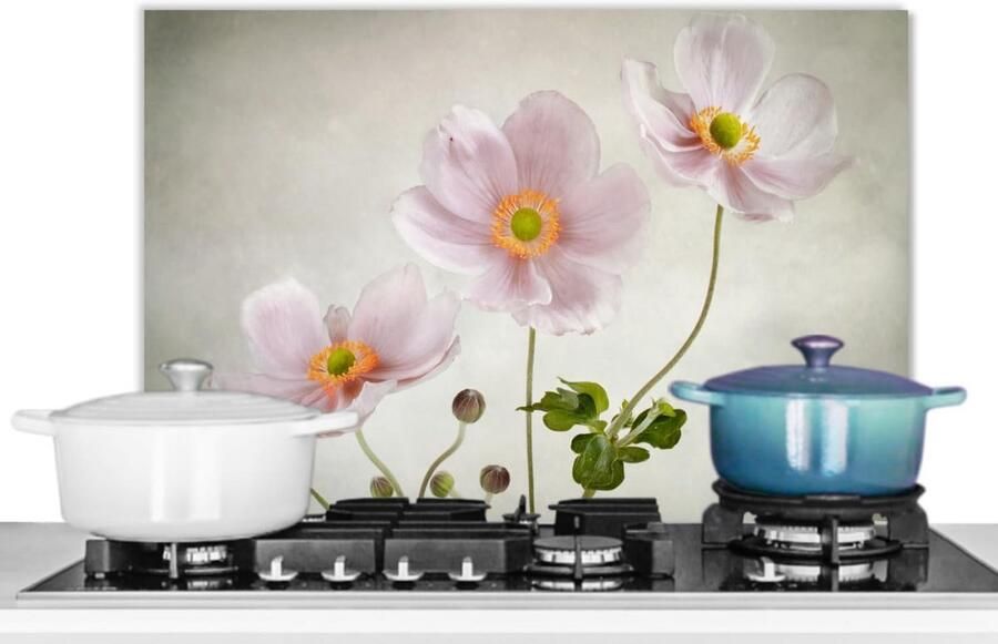 Hittebestendig Spatscherm Keuken 60x40cm Aluminium Achterwand voor Fornuis Bloemen Olieverf Stijl