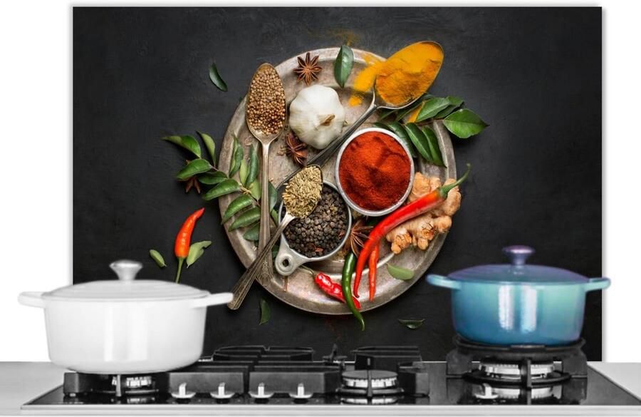 Hittebestendig Spatscherm Keuken 90x60 cm Aluminium Achterwand voor Fornuis Zonder Boren