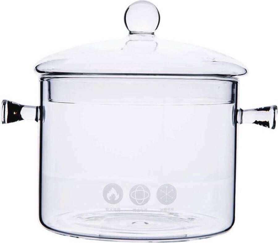 Hittebestendige 1.5L Borosilicaat Glazen Pasta en Noodle Pan met Deksel Mini Kookgerei