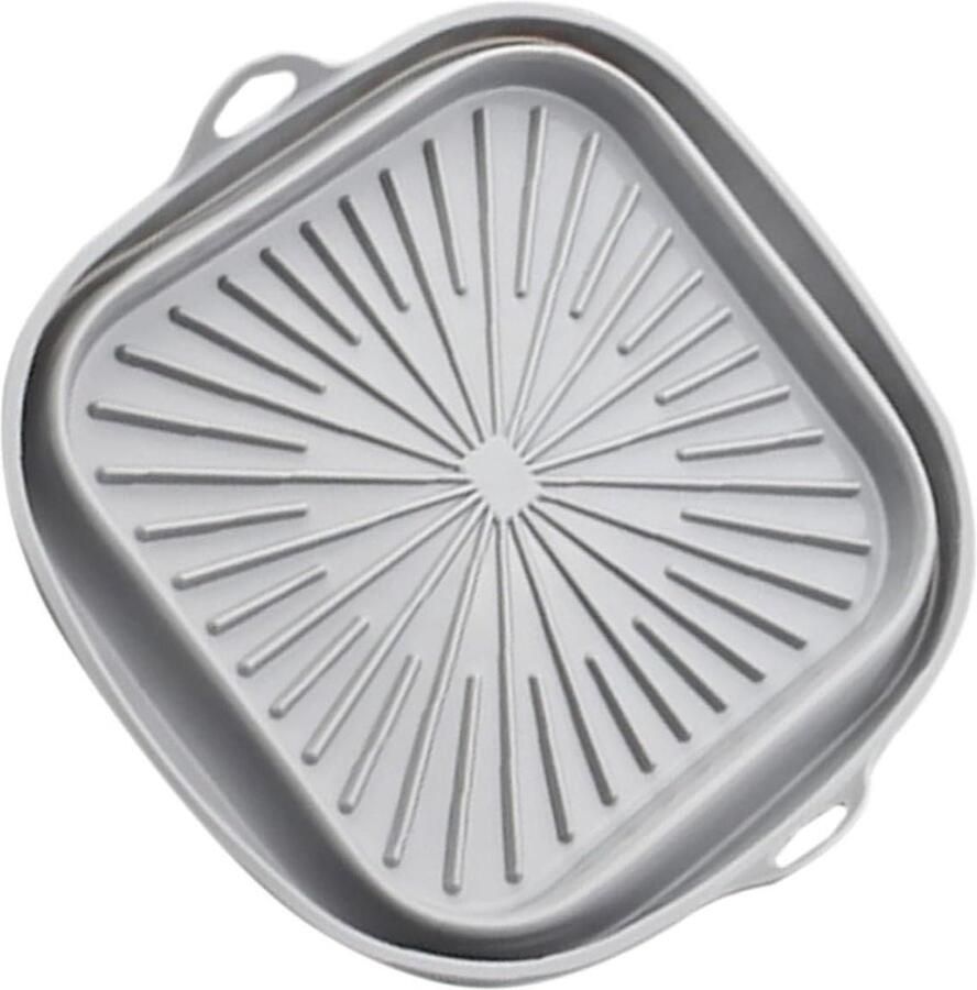 Hittebestendige Airfryer Bakplaat Herbruikbare Antiaanbakmat Gemakkelijk Koken Met Dubbele Handgrepen 21.5 cm Donkergrijs