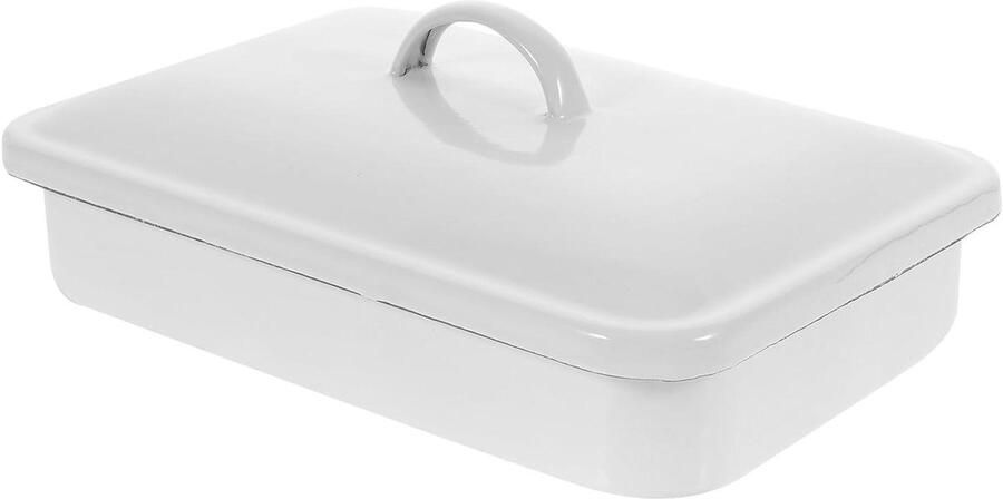 Hittebestendige Bakplaat Ovenschaal Emaille Bakken Keuken Snelle Warmtegeleiding 25x17x8.5CM Wit