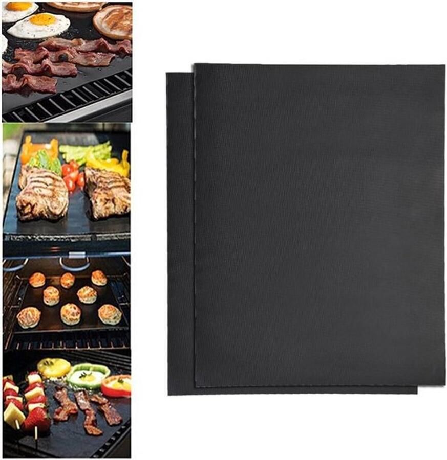 Hittebestendige Barbecue Mat voor Oven en Grill Herbruikbaar en Antiaanbak 40 x 33 cm Ideaal voor BBQ en Koken (2 stuks)