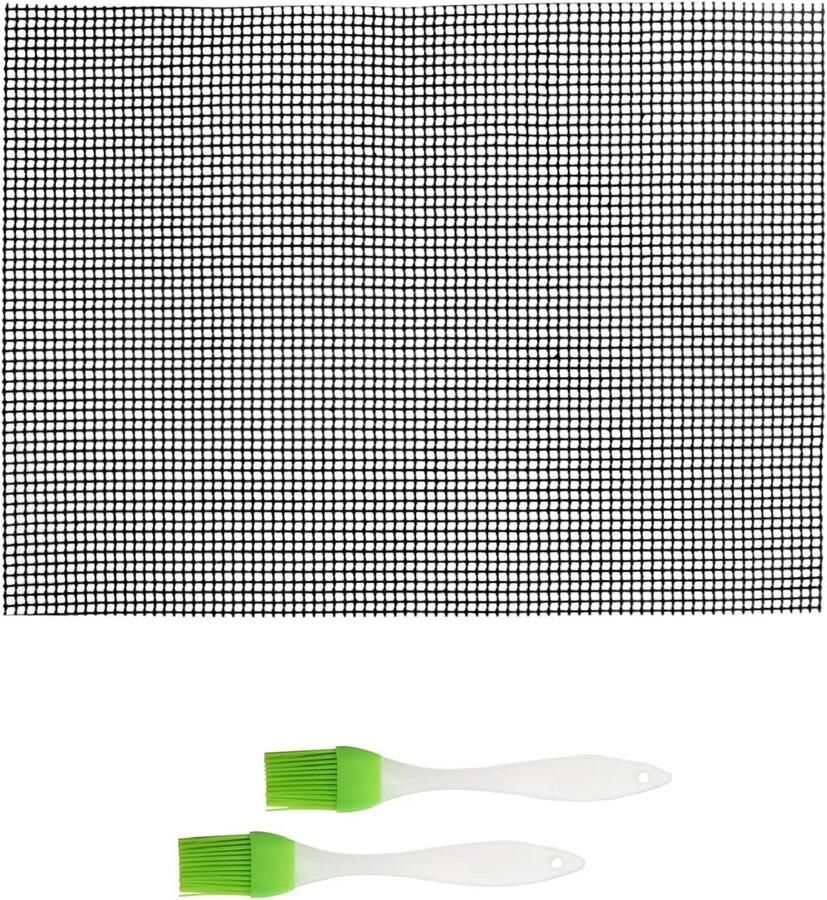 Hittebestendige BBQ Grillmat Set (40x30cm) Antiaanbak Rooster voor Gas & Elektrische Grills
