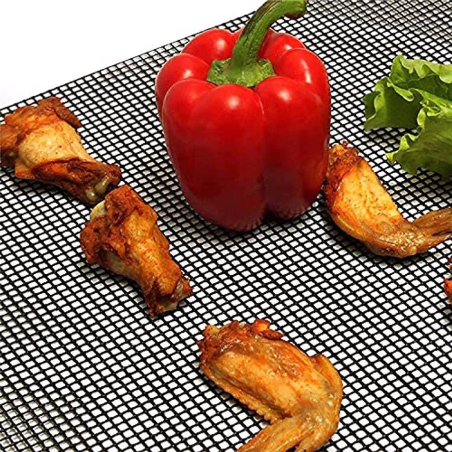 Hittebestendige BBQ Grillmatten Antiaanbak Herbruikbaar Grillgaas Set van 3 40 x 33 cm voor Gasgrillen Houtskool en Oven