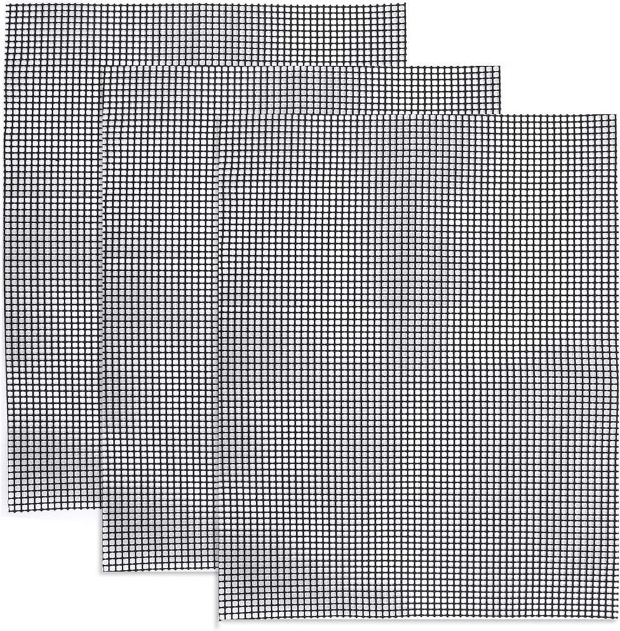 Hittebestendige BBQ Grillmatten Antiaanbak Herbruikbaar Grillgaas Set van 3 40 x 33 cm voor Gasgrillen Houtskool en Oven