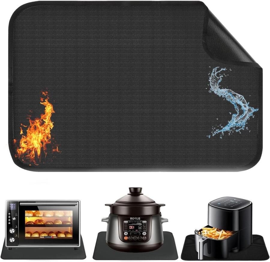 Hittebestendige en Vlamvertragende Silicone Mat 60 x 40 cm voor Aanrecht Waterdicht en Antislip Geschikt voor Airfryer Koffiezetter en Magnetron