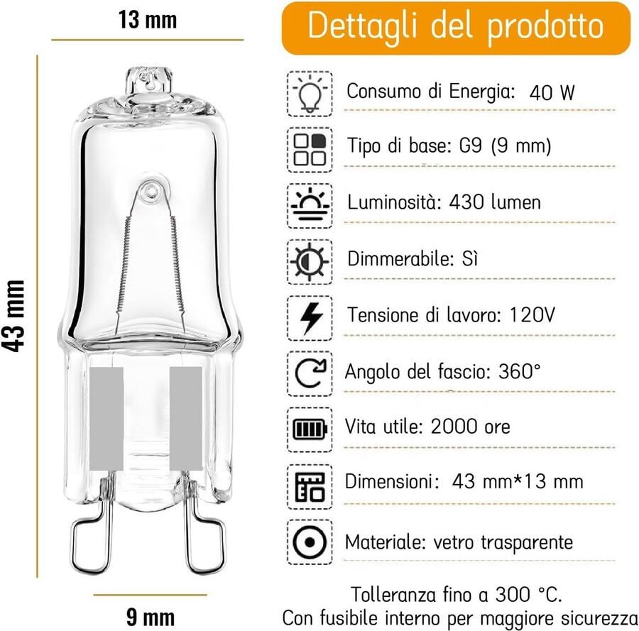 Hittebestendige G9 Halogeenlampen voor Oven 40W 220V 2 Stuks