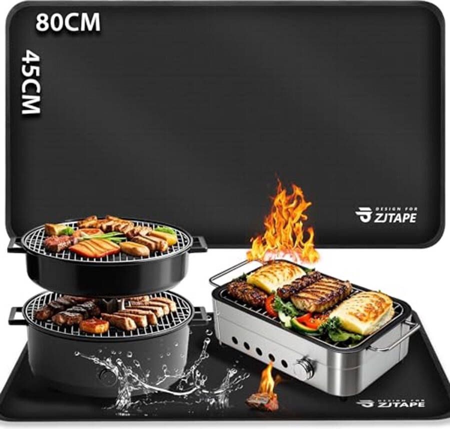 Hittebestendige grillmat 80 x 45 cm Vuurvaste onderlegger voor bescherming van werkbladen en outdoor-grilltafels