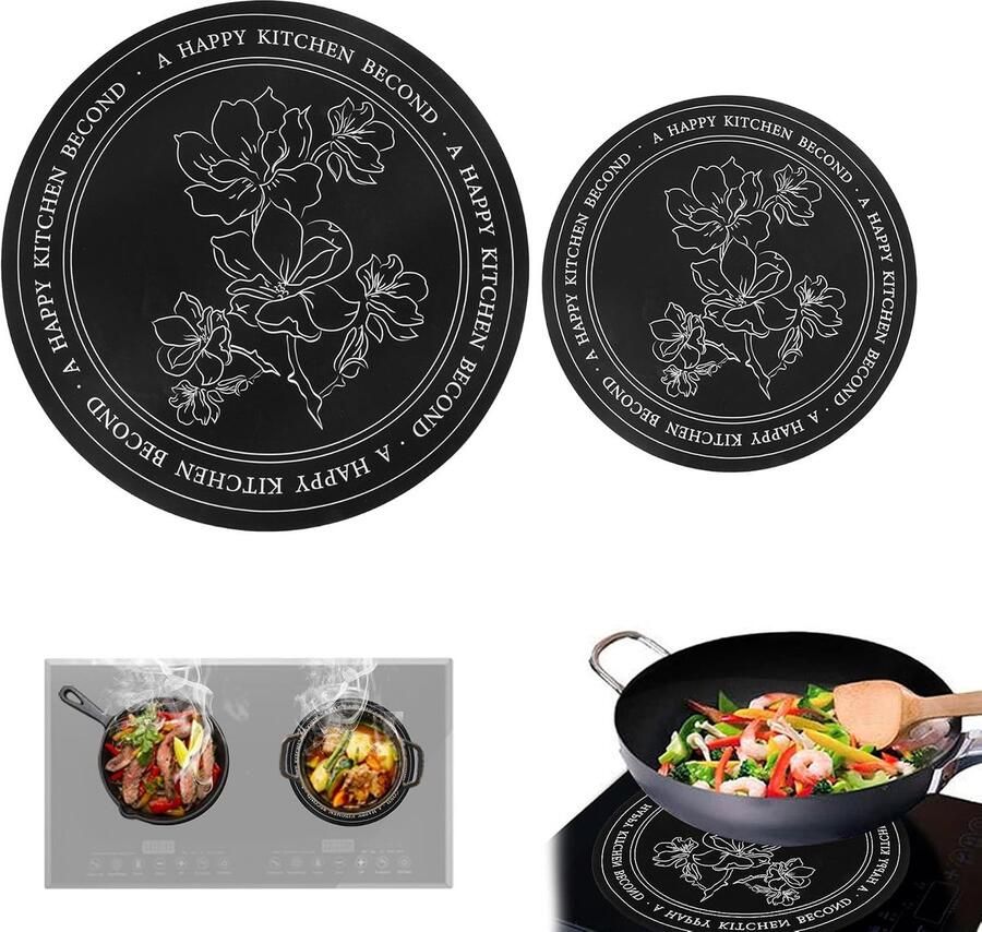 Hittebestendige Inductiekookplaat Bescherming Antislip Siliconen Onderlegger Krassenbestendig (21 cm + 30 cm Set van 2)