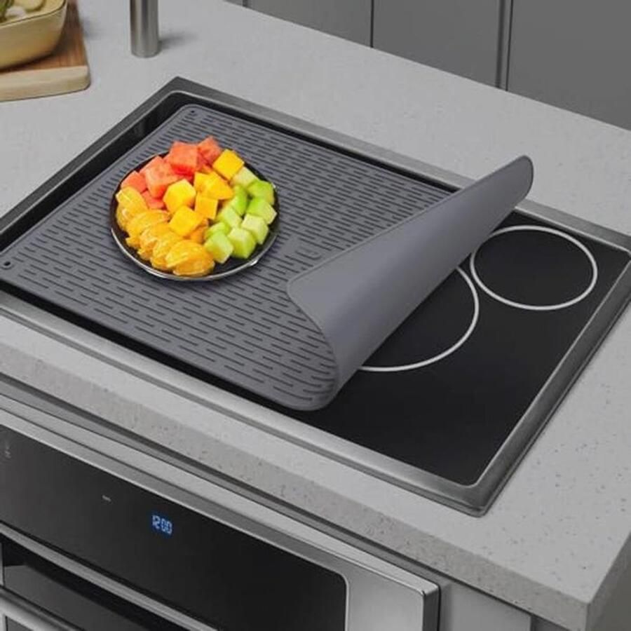 Hittebestendige kookplaatafdekking voor elektrisch fornuis siliconen kookmat voor glasplaat (71 x 51 cm)