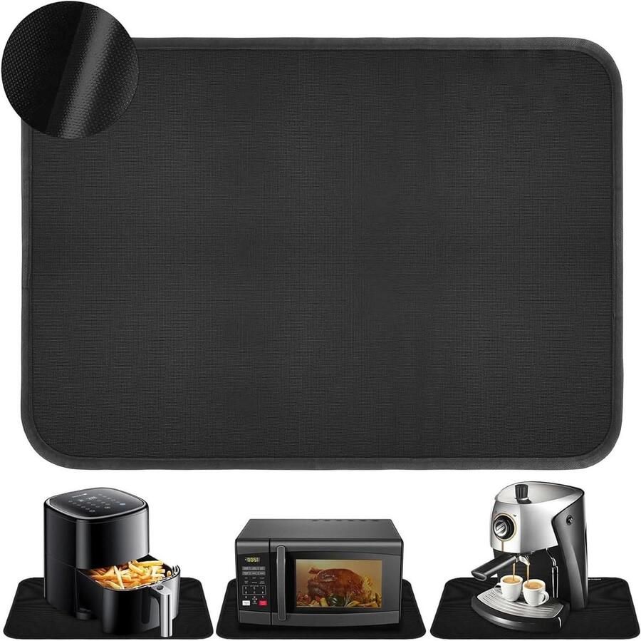 Hittebestendige mat Heteluchtfriteuse mat Bescherming keukenblad Herbruikbaar en afwasbaar 45 x 38 cm Grijs