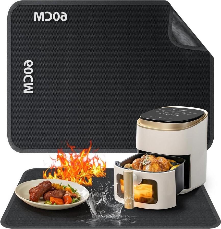 Hittebestendige Mat Oven Mat Keuken Beschermen Brandwerend Glasvezel 60 x 60 cm Grijs
