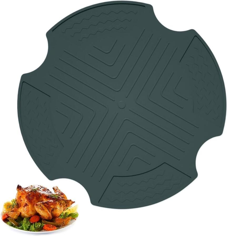 Hittebestendige Onderlegger Airfryer Mat Keuken Beschermen Glad Siliconen Oppervlak 26.2 cm Blauw