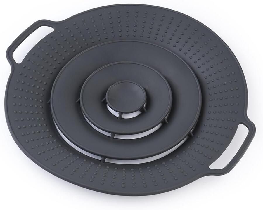 Hittebestendige Overkook- en Spatbescherming van Siliconen voor Pannen Vaatwasmachinebestendig en Geschikt voor Fornuis en Magnetron (30 cm Zwart)