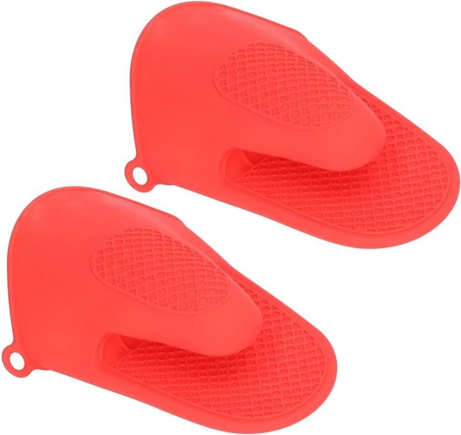 Hittebestendige silicone ovenwanten extra dikke mini ovenhandschoenen voor veilig koken en bakken in de keuken (Rood)