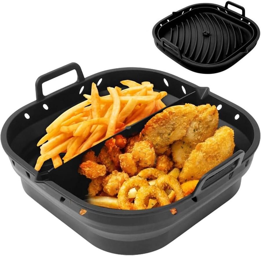 Hittebestendige Siliconen Bakvorm voor Airfryer met Scheidingswand 23x22x6 cm