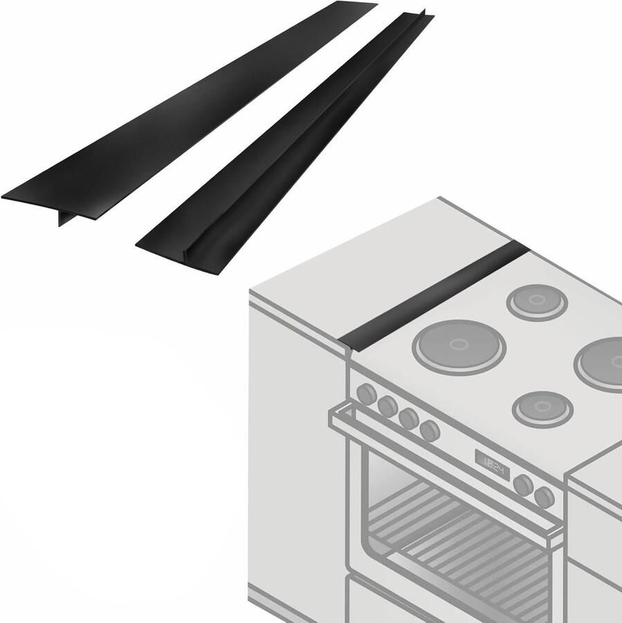 Hittebestendige siliconen kookplaatafdekkingen 2 stuks voor naadloze afwerking tussen kookplaat en aanrecht ideaal voor keuken en ovenruimte (51 inch zwart)