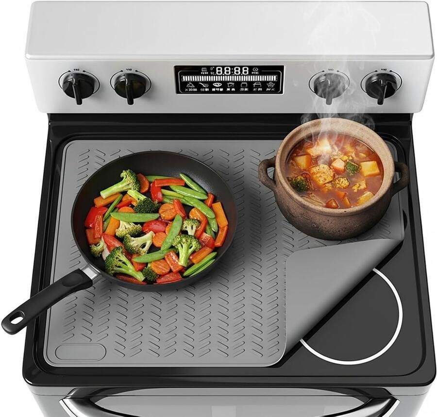 Hittebestendige Siliconen Mat voor Inductiekookplaat Keuken Werkblad Bescherming Antislip en Waterdicht 71 x 50 cm Grijs Ideaal voor Koken en Bakken