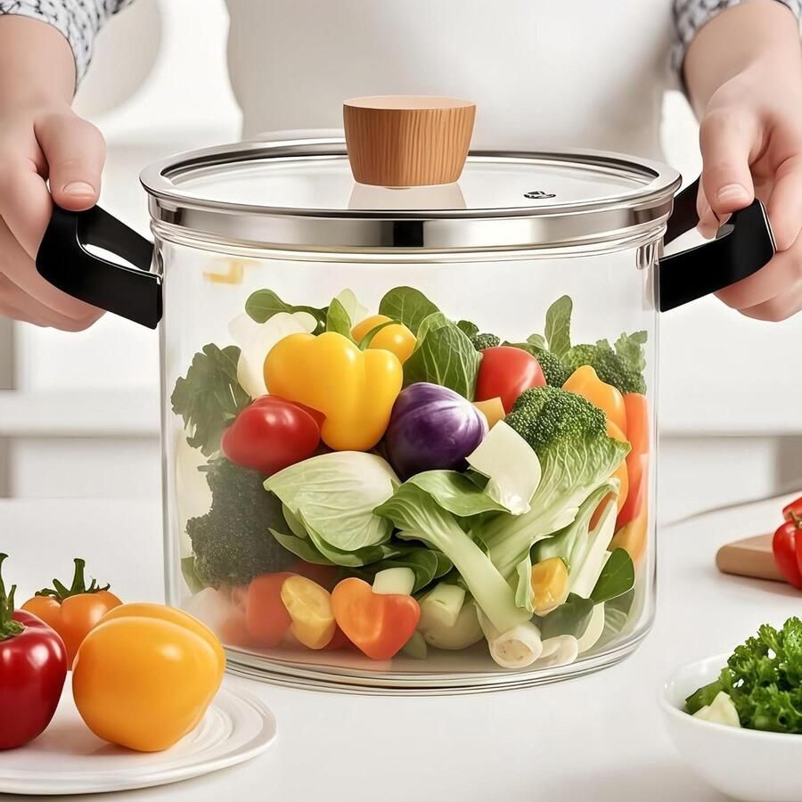 Hittebestendige soeppotten Glazen kookpot Gezond koken Transparant ontwerp 2.5 Liter Helder