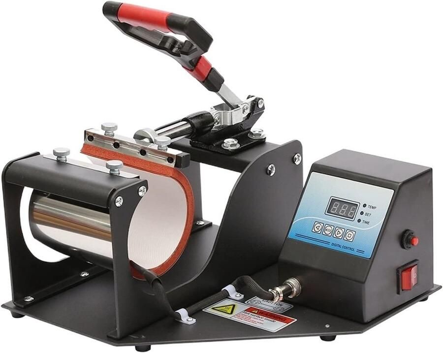 Hittepers Machine Warmteoverdracht Apparaat Mokken Bedrukken Instelbare Tijd Temperatuur 11.5cm Diameter Zwart