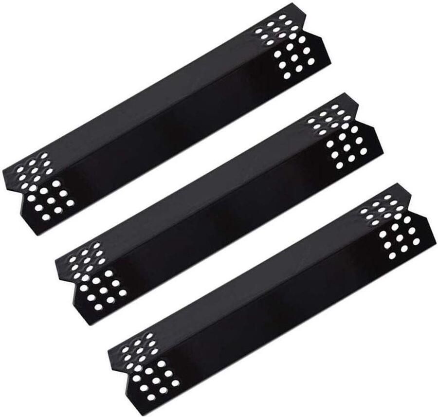 Hitteplaten Grill Warmteverdeler RVS Barbecue Onderhoud Gelijkmatige Vlam 3 Stuks 37cm Zwart