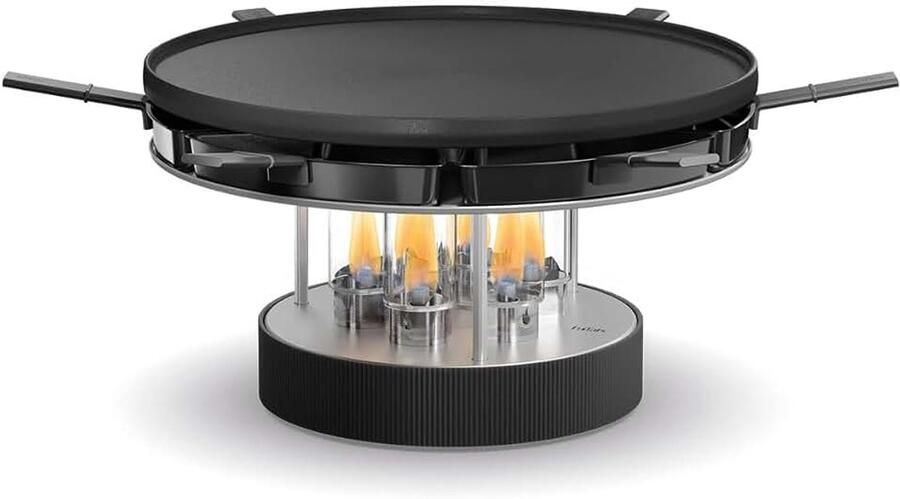 Höfats CIRCLE 35 Tafelgrill Pro met pannenset Indoor & Outdoor Plancha Grill Tot 4 uur plaatsonafhankelijke barbecue zonder stroom en kolen traploze temperatuurregeling Ø 35 cm
