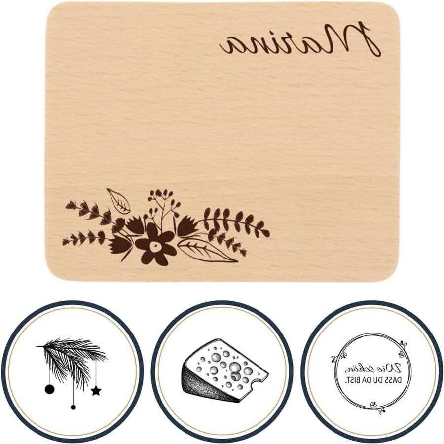 Hofmeister Gepersonaliseerde raclette-onderzetter houten plank met gravure van de naam en het gewenste motief van beukenhout duurzame racletteplank Kerstmis oudejaarsavond verjaardag 10 cm