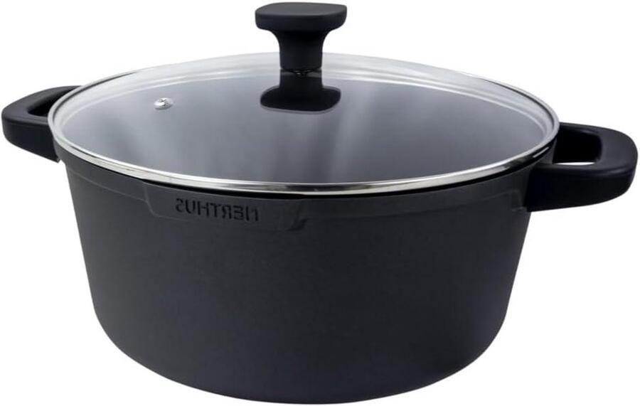 Hoge Braadpan Gegoten Aluminium Pan Langzaam Garen Antiaanbaklaag 67 Liter Zwart