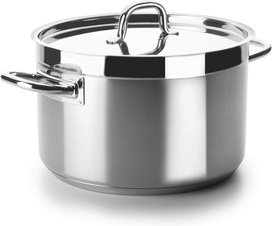 Hoge Braadpan Kookpan Deksel Gelijkmatig Koken Thermodifuser Bodem Ø 20 cm 4L Zilver