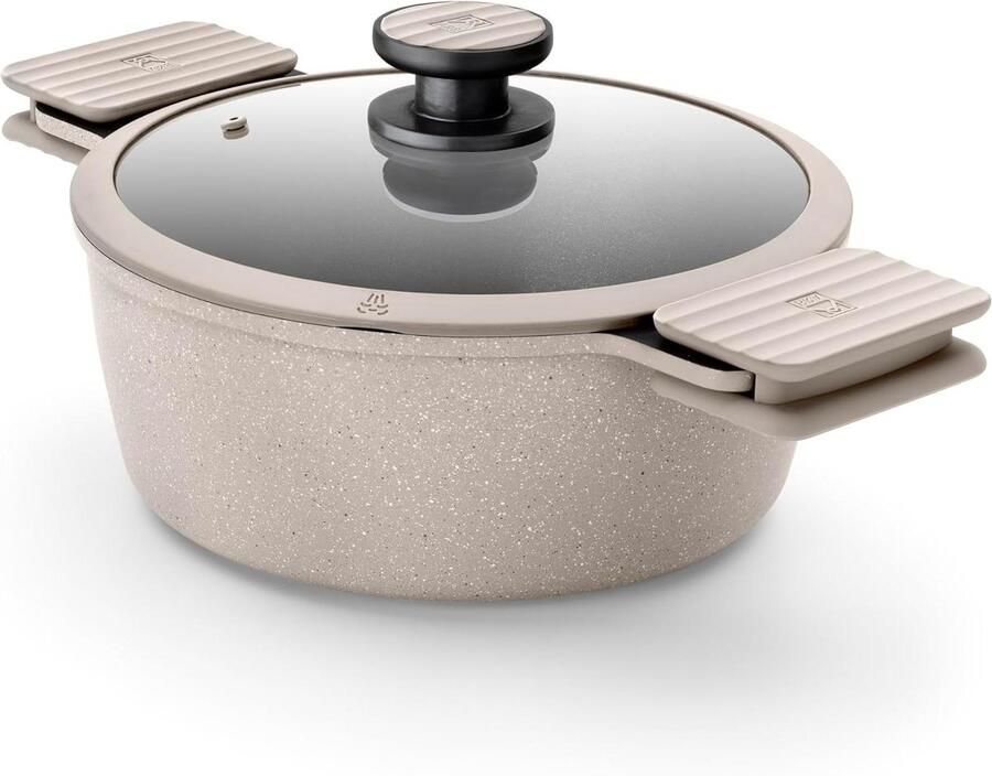 Hoge Braadpan Kookpan Sauspan Gelijkmatig Koken Gerecycled Gegoten Aluminium 24 cm Grijs