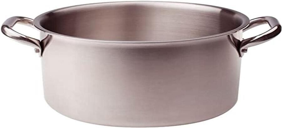 Hoge Braadpan Kookpan Steelpan Gelijkmatig Koken Trilaminaat Bodem 16 cm Zilver