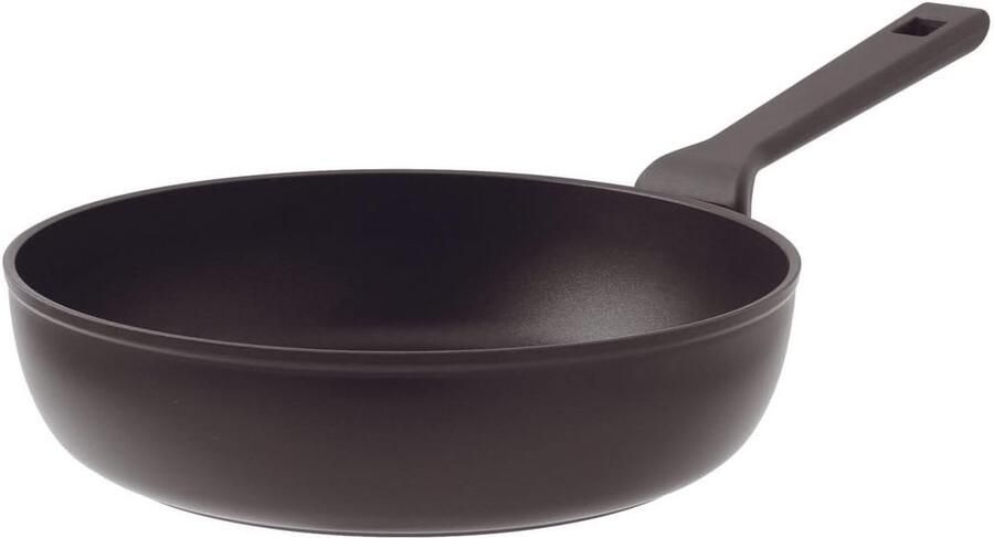 Hoge Koekenpan Professioneel Koken Dubbele Inductie Bodem 28 cm Zwart