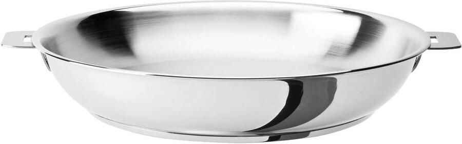 Hoge Koekenpan Roestvrij Staal Dagelijks Koken Afneembare Handgreep 28 cm Zilverkleurig