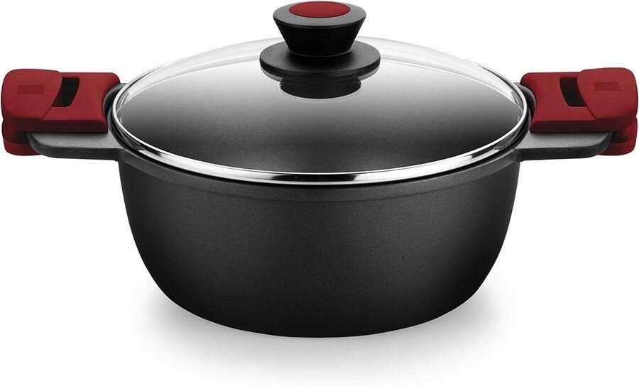 Hoge Kookpan Gegoten Aluminium Pan Veelzijdig Koken Versterkte Antiaanbaklaag 32 cm Rood