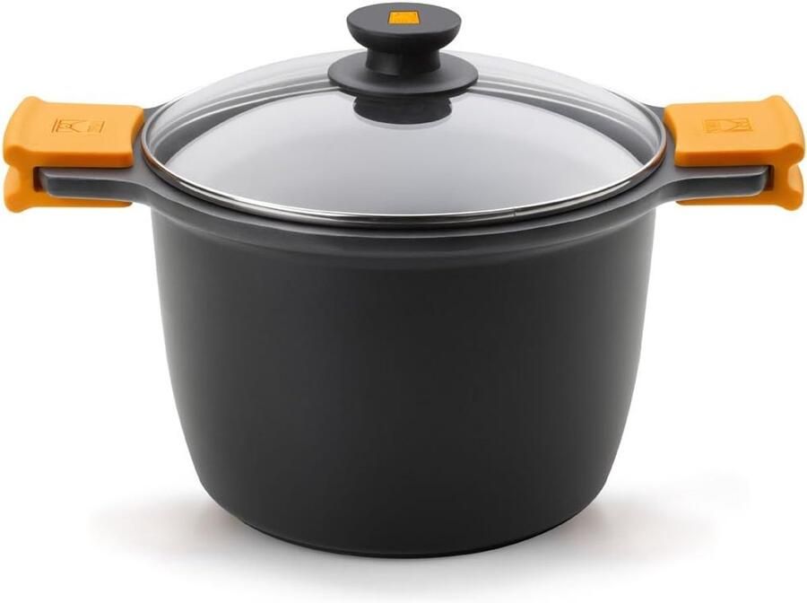 Hoge Kookpan Sauspan Steelpan Koken op Inductie Gegoten Aluminium 24 cm Zwart